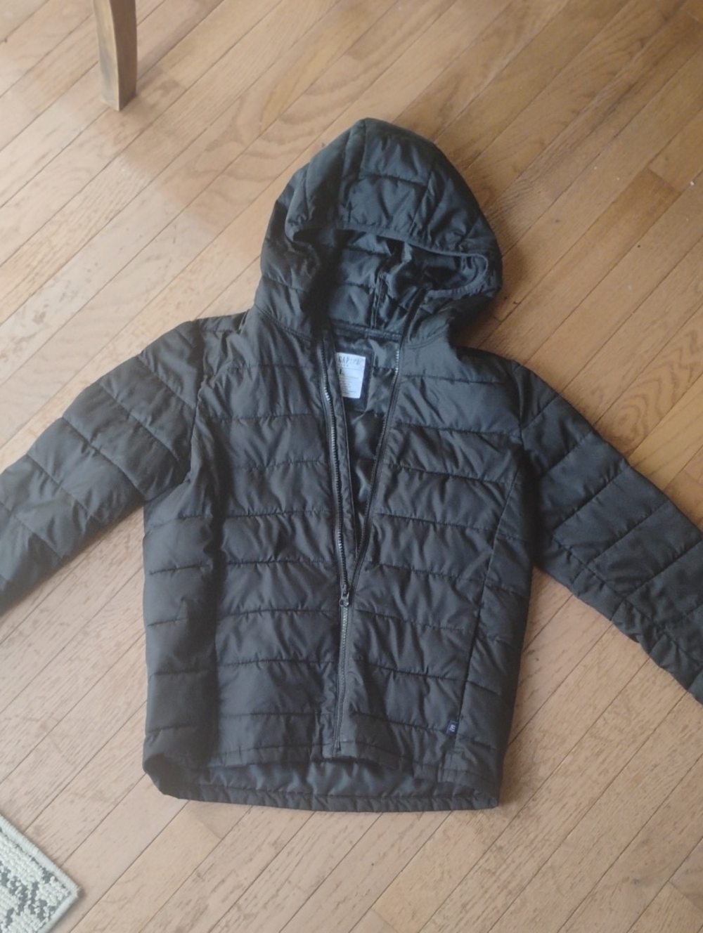 GAP Youth Large Black Hooded Quilted Puffer Jacket - Lightweight Warmth